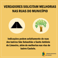 Vereadores solicitam melhorias nas ruas do município