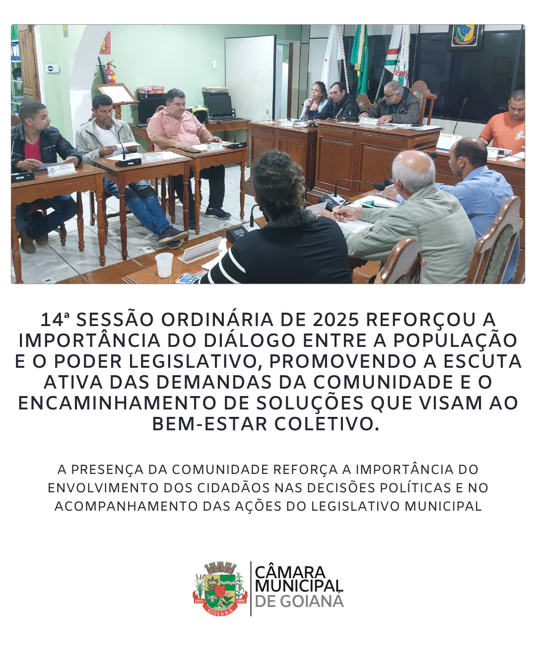 14ª SESSÃO ORDINÁRIA DE 2025 DA CÂMARA MUNICIPAL DE GOIANÁ