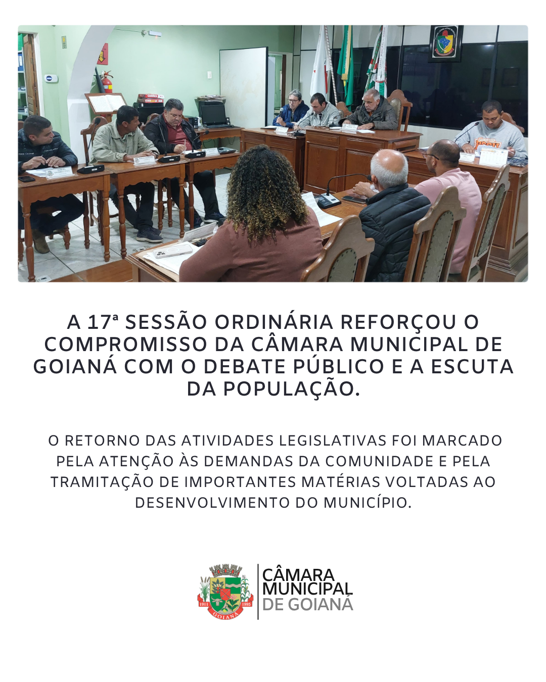 17ª SESSÃO ORDINÁRIA DE 2025 DA CÂMARA MUNICIPAL DE GOIANÁ