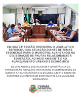 34ª SESSÃO ORDINÁRIA DE 2025 DA CÂMARA MUNICIPAL DE GOIANÁ