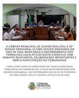 35ª SESSÃO ORDINÁRIA DE 2025 DA CÂMARA MUNICIPAL DE GOIANÁ
