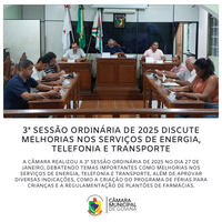 3ª SESSÃO ORDINÁRIA DE 2025 DA CÂMARA MUNICIPAL DE GOIANÁ