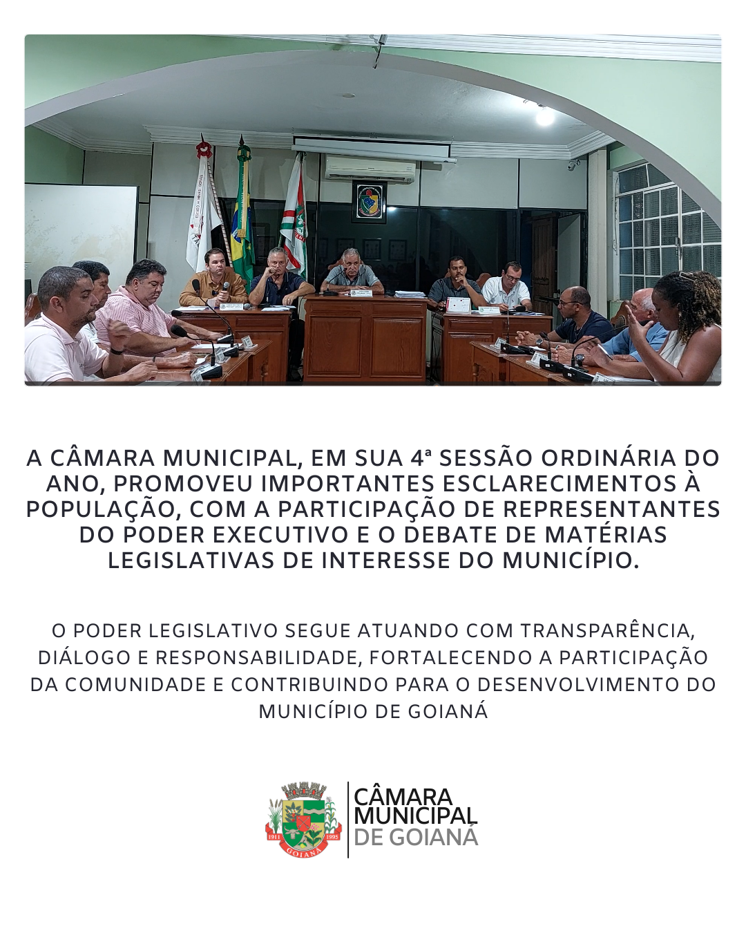 4ª SESSÃO ORDINÁRIA DE 2026 DA CÂMARA MUNICIPAL DE GOIANÁ