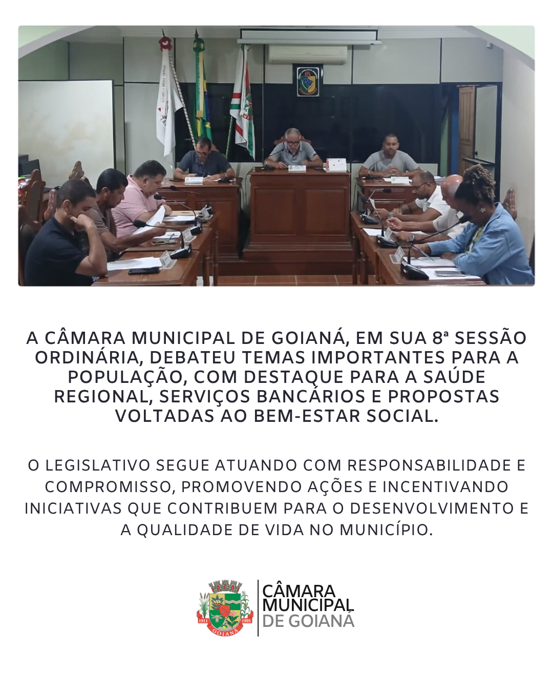 8ª SESSÃO ORDINÁRIA DE 2026 DA CÂMARA MUNICIPAL DE GOIANÁ