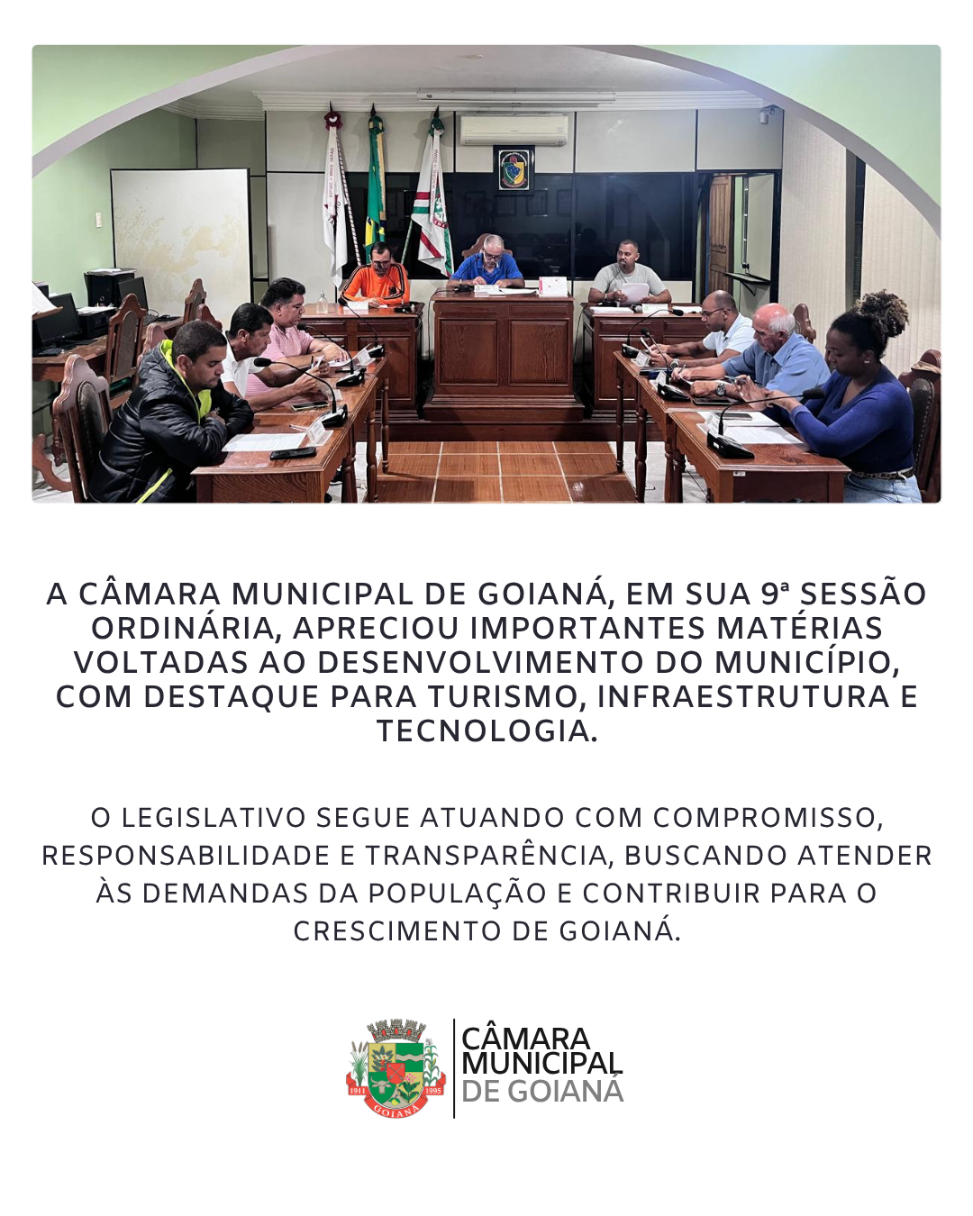 9ª SESSÃO ORDINÁRIA DE 2026 DA CÂMARA MUNICIPAL DE GOIANÁ