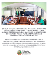 31ª SESSÃO ORDINÁRIA DE 2025 DA CÂMARA MUNICIPAL DE GOIANÁ